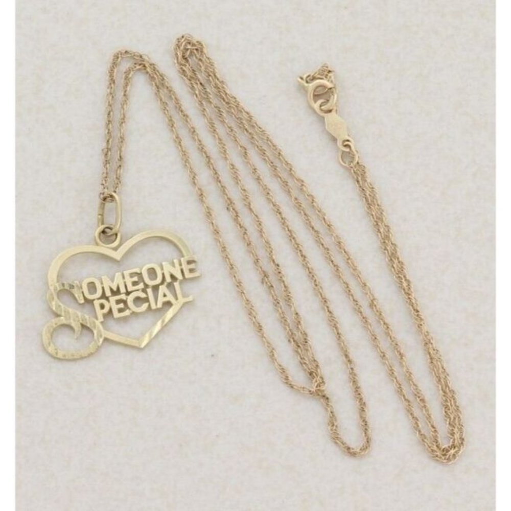 14k Yellow Gold Someone Special Heart Necklace 18" Chain - Picture 8 of 8